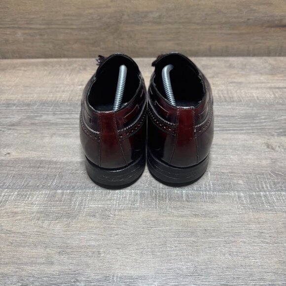 Florsheim Burgundy Leather Wingtip Tasseled Loafers Men's Size 11 - Picture 3 of 6